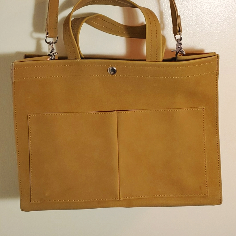 Large imitation suede shoulder bag